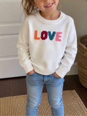 Gymboree White Knit Sweater with Colorful LOVE Letters